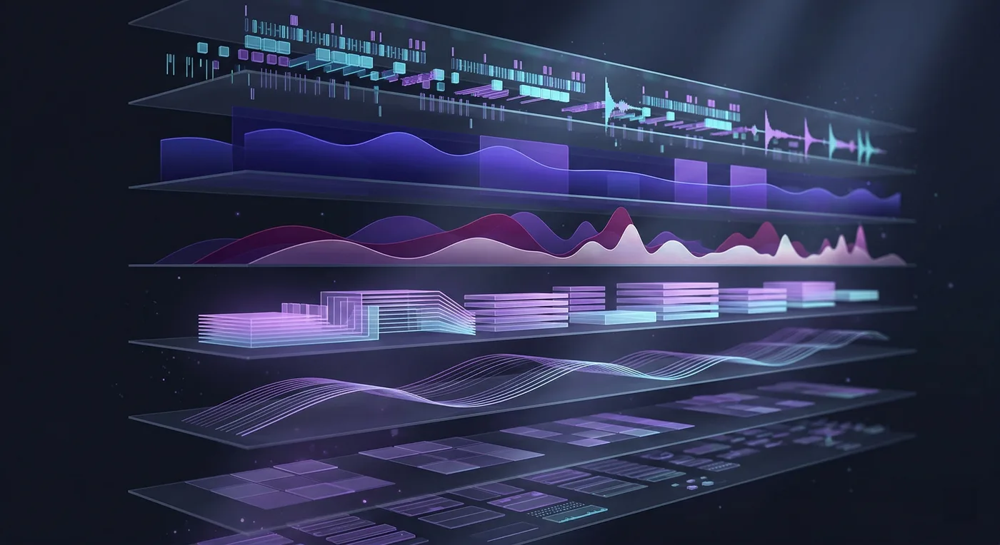 Stem splitter separating a CreateSong AI library song into time-aligned instrument and vocal stems